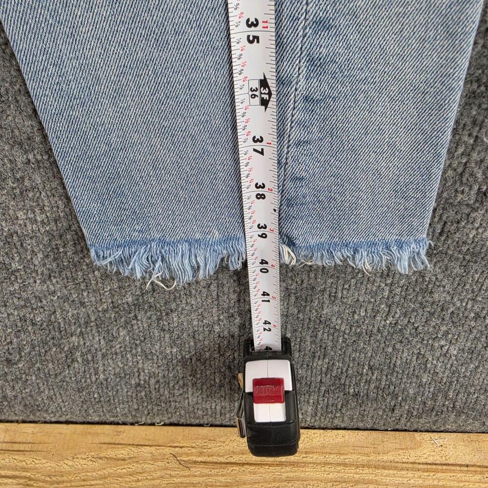 CQY Jeans 28 High Rise Straight Light Wash Raw Hem Blue Denim Casual Work Office - Picture 15 of 15